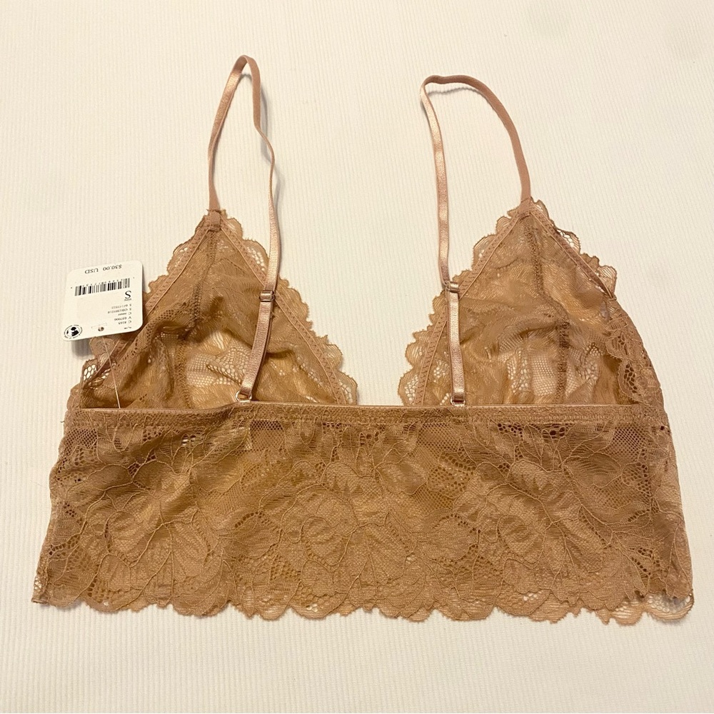 Free People Intimately Everyday Lace Longline Bralette Neutral - Picture 2 of 5